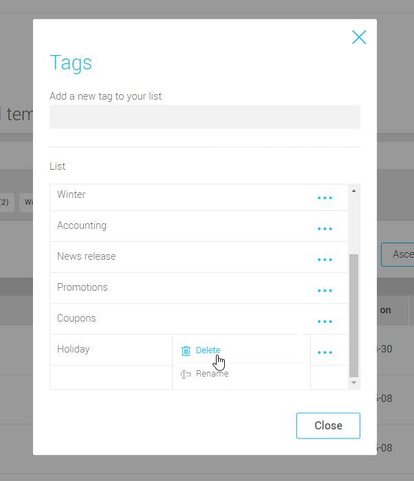 Delete a tag option