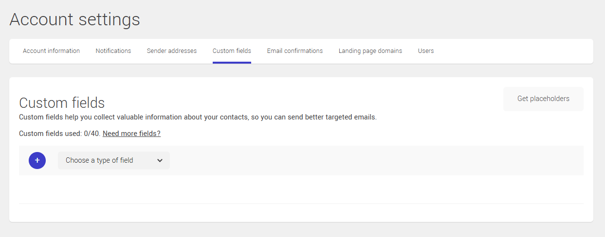 Configuration of custom fields
