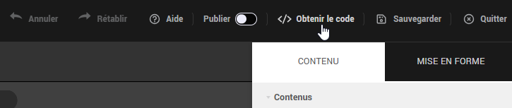 Obtenir le code dans l'éditeur de formulaire