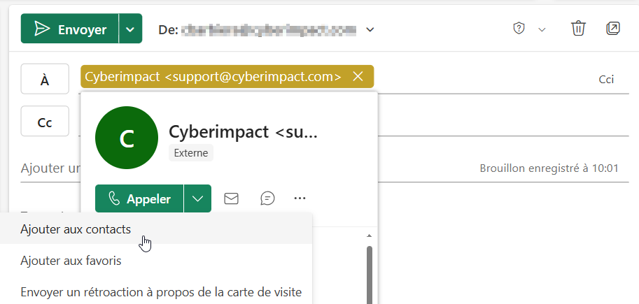 Ajouter aux contacts