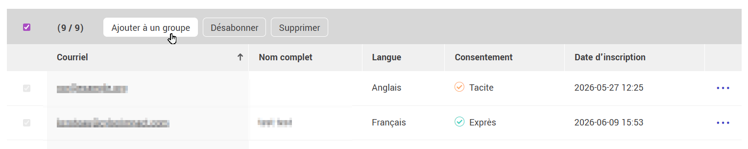 Ajouter &agrave; un groupe bouton